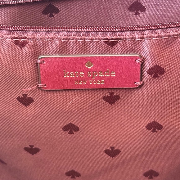 Kate Spade New York Burgundy Leather Large Tote Bag Minimalist Work Chic Preppy - Picture 8 of 15